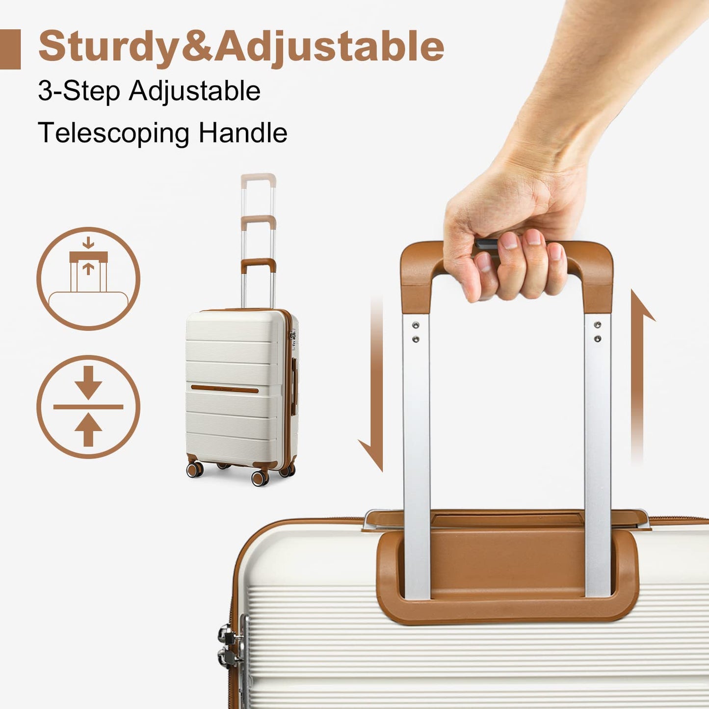 British Traveller Mittelgroßer Koffer 66 cm, Hartschale Beige mit TSA
