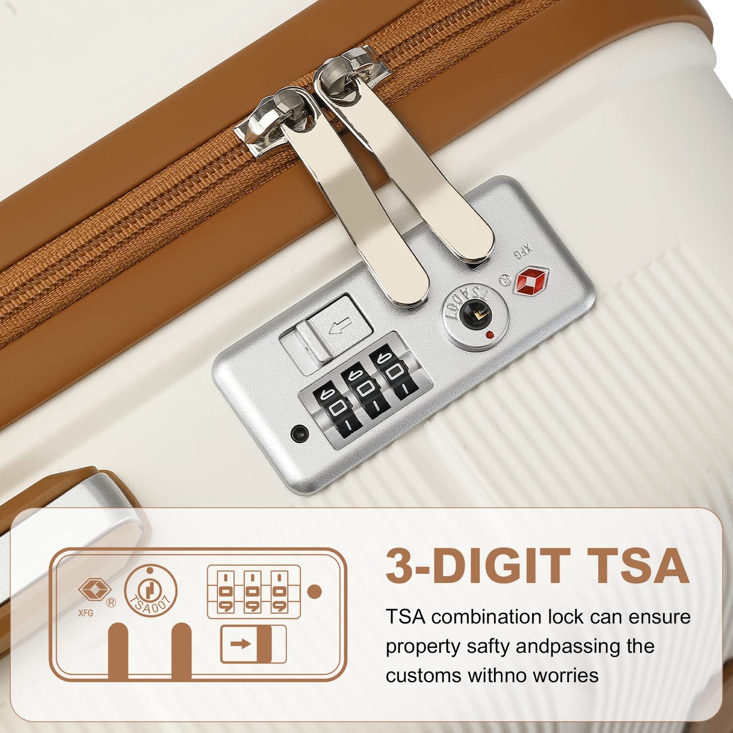British Traveller Mittelgroßer Koffer 66 cm, Hartschale Beige mit TSA